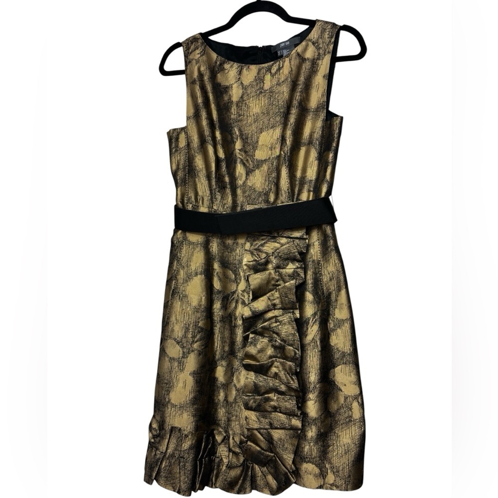 Per Se By Carlisle Women Gold Silk Cocktail Dress Size 4